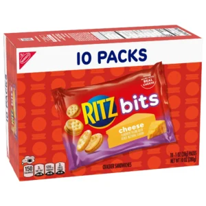 RITZ Bits Cheese Sandwich Crackers, Lunch Snacks, 10 Snack Packs