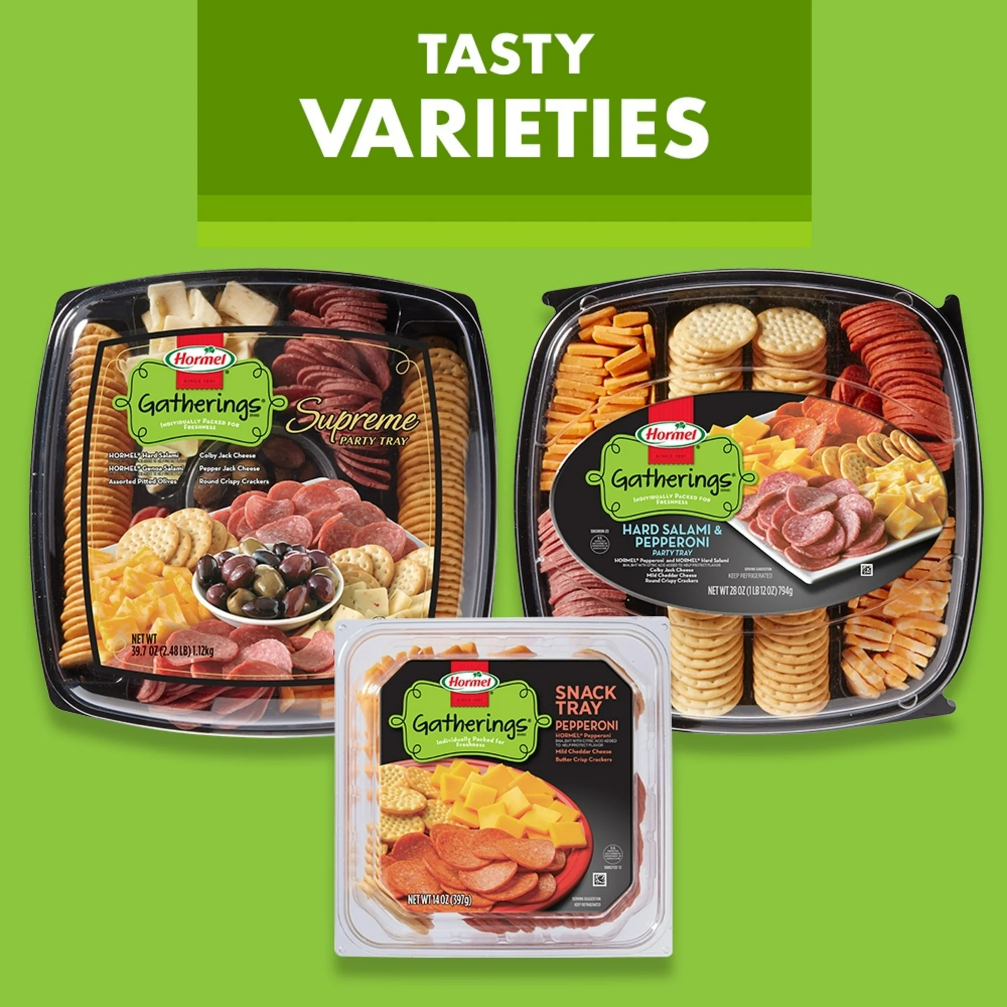 HORMEL GATHERINGS Hard Salami and Pepperoni with Cheese and Crackers, Refrigerated, 28 oz Plastic Tray - Image 6