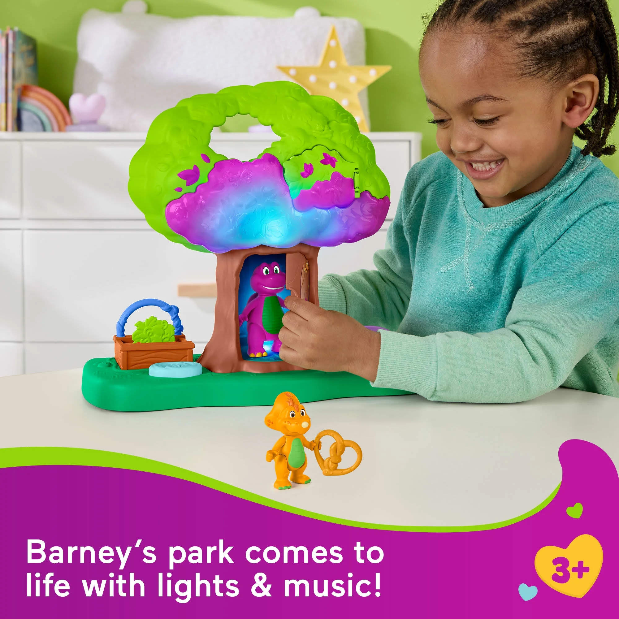 Fisher-Price Barney’s World Lights & Sounds Treehouse Playset with Figures for Preschool Kids - Image 4