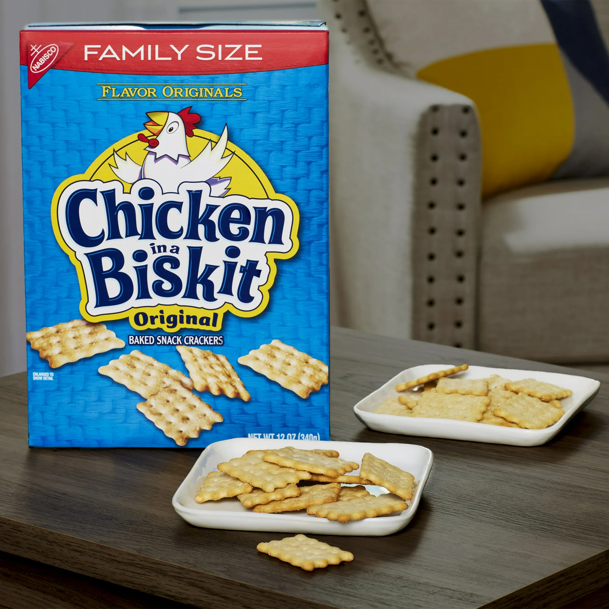 CHICKEN IN A BISKIT Original Baked Snack Crackers, Lunch Snacks, Family Size, 12 oz - Image 2